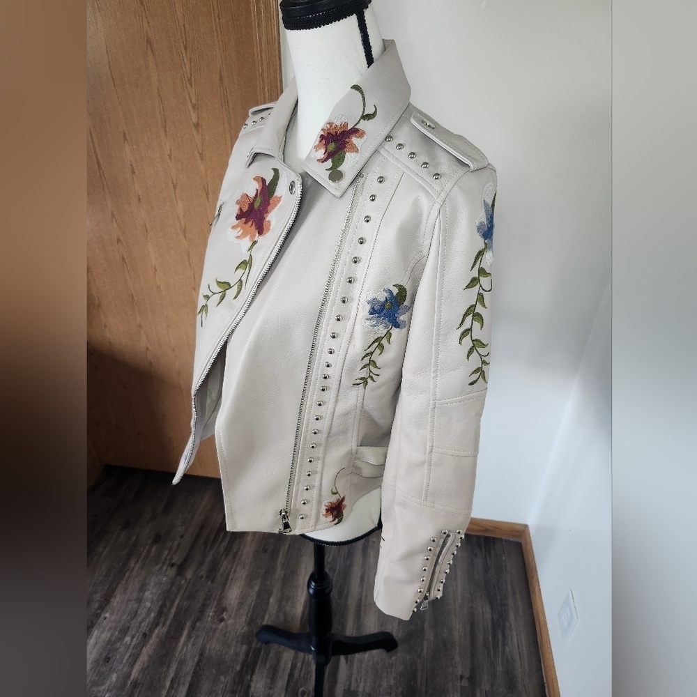 Boby Clothing Faux Leather Floral Embroidered Studded Jacket - Picture 3 of 6